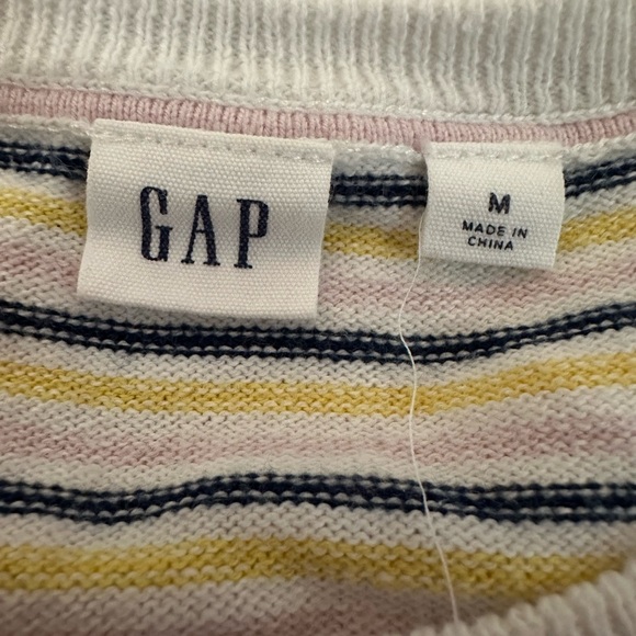 GAP Sweater in White with Yellow, Pink & Blue Stripes Size M - Picture 7 of 8